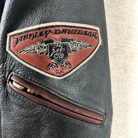 Harley Davidson Womens Leather Bomber Jacket Size Large Limited Edition No Cages - Picture 3 of 16
